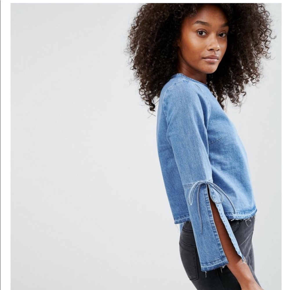 Denim cropped shirt